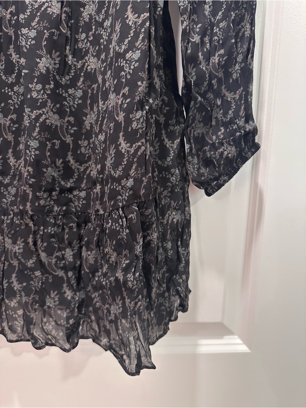 NWT Paige Brasserie Long Sleeve Minidress, Size 4, Black/Aloe - Picture 8 of 14